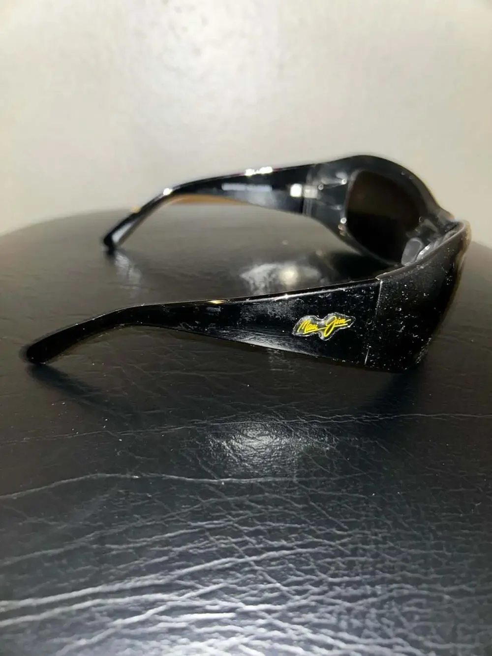 Maui Jim MJ-134-02 Black Wraparound Sunglasses